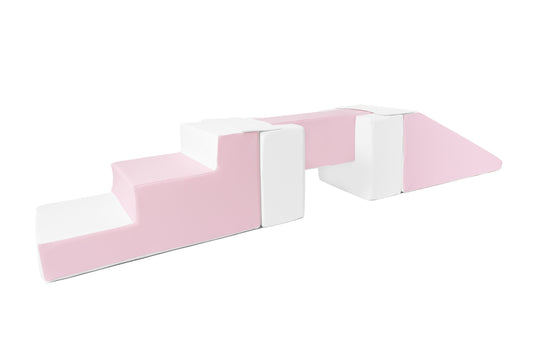 Beam, Step and Slide - Pastel Pink & White