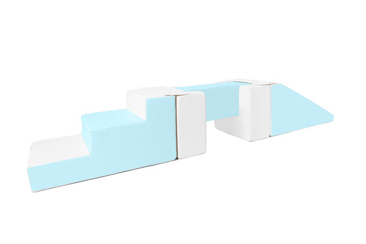 Beam, Step and Slide - Pastel Blue & White