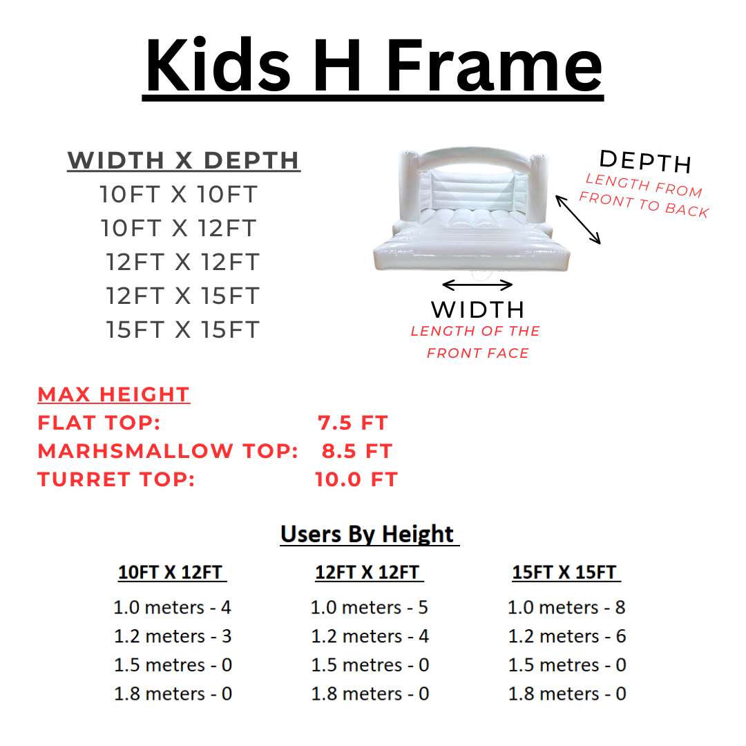 Kids H Frame (Marshmallow Top) Bouncy Castle