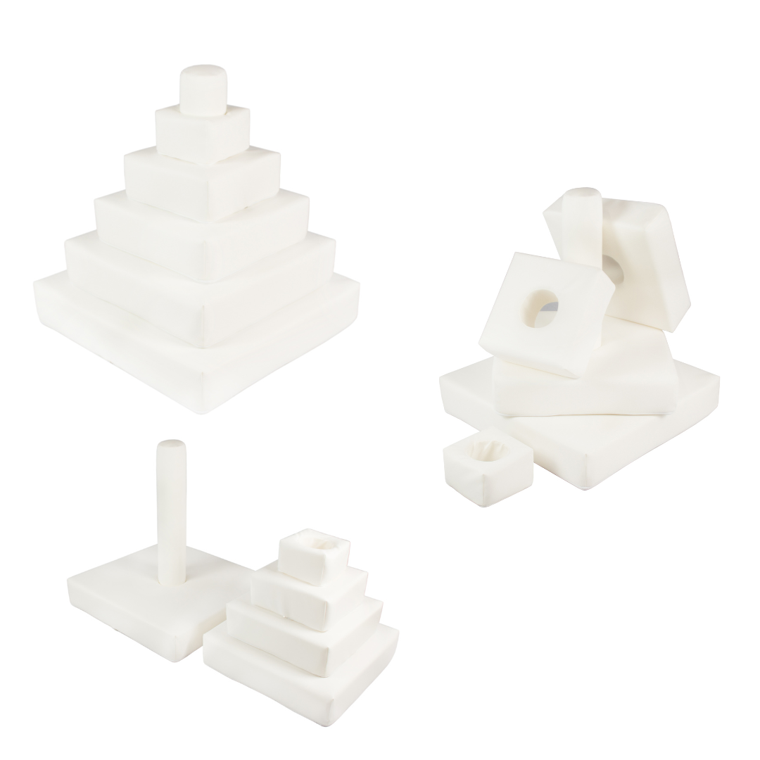 Pyramid Stacking Tower Blocks - White