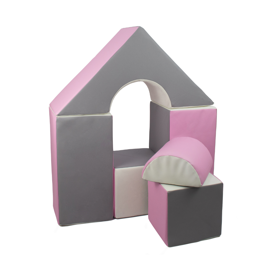 Midi Castle Block Sets - Pink, Grey & White