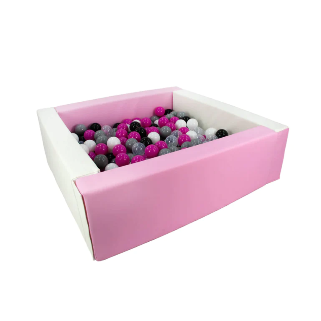 Eco Leather Square Ball Pool - Pastel Pink and White