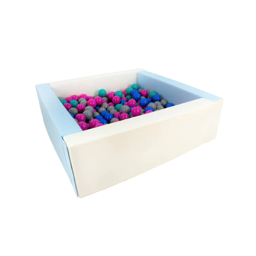 Eco Leather Square Ball Pool - Pastel Blue and White